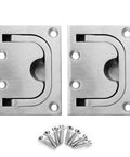 Two Pack Marine Flush Ring Hatch Pull Handles For Boat Decks And Cabinets Recessed 316 Stainless Steel Hidden Pulls with Screws