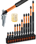 COMOWARE 13-piece PH2 screwdriver bit set, S2 steel, 1/4 in hex, orange/black with magnetic bit holder