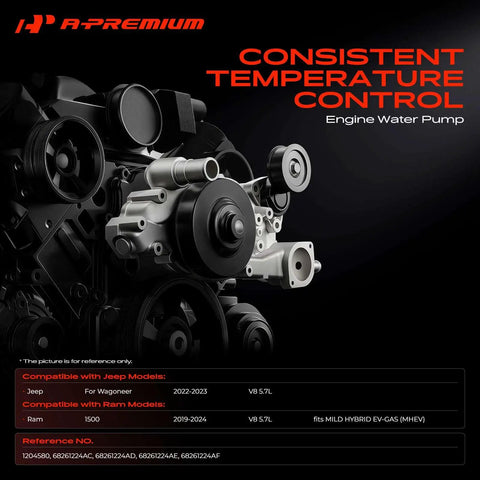 Plug And Play Engine Water Pump With Included Gasket For Ram 1500 And Jeep Wagoneer 5.7L V8 2019 Through 2024 close-up view