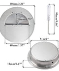 2 Pcs Round Hidden Flush Door Pulls Recessed Stainless Steel Handles in Brushed Nickel Finish with Screws and Mini Screwdriver 60mm Diameter Concealed Pull Hardware for Sliding Barn Doors Cabinets and Closets, displaying size measurements and included screwdriver.