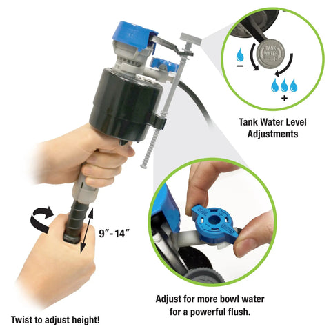 High Performance Toilet Fill Valve With 2 Inch Adjustable Flapper Kit For Powerful Flush And Water Saving Control installation demo