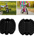 Black People Flat Pedal Set For Kids Bikes And Trikes, 2 Pack Replacement Cycling Foot Pedals, Anti Slip Durable Plastic