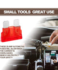 Close-up of a red 10A mini blade fuse for automotive use next to a hand working on an engine compartment. 20 Pack 10 Amp Mini Blade Auto Fuses Ato Apr Ats 32 Volt Red Replacement Kit Keeps Your Rig Rollin Smooth With Hella Durable Zinc Housing Top Shelf Overload Protection For Trucks Rvs Boats Built Tough For Daily Grind.