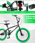 20 Inch Freestyle BMX Bike for Beginners With 360 Degree Handlebar, 4 Pegs, U Brake, Adjustable Seat, Heavy Duty High Carbon Steel Frame