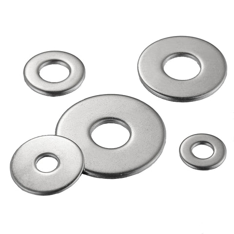 Stainless steel flat washers set of five in assorted sizes (1/4 in ID x 5/8 in OD)