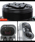 Heavy Duty AC Compressor With Clutch 7zse17 Specs Features showing six groove pulley and connection details.
