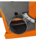 Close-up of Mini Pneumatic Belt Sander With Variable Speed Control showing the air outlet and angle adjustment feature for precision woodworking.