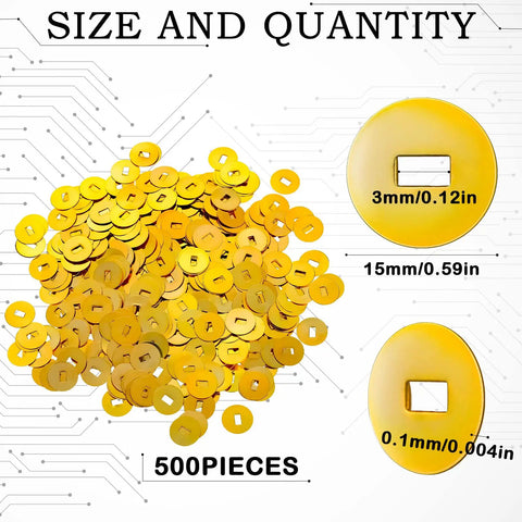 Gold Brass Washers And Paper Brads 500 Piece Set For Paper Crafts Scrapbooking And DIY Projects 15mm Outer Diameter 3mm Inner Diameter Metal Fasteners With Storage Box Included size chart