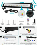 25W RGB RGBW Wall Wash Lights Outdoor IP66 Waterproof LED Stage Light Bar 4 Pack installation guide with remote and accessories