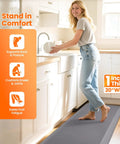 One Inch Thick Comfy Anti Fatigue Kitchen Floor Mat Non Slip Waterproof Cushioning For Standing Desk Home Kitchen Sink 20x72 Grey