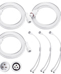 Heavy Duty All Season Extension Cable Set 6 Pack Featuring Three Y Branch Plugs And Three Sixteen Foot White Leads.