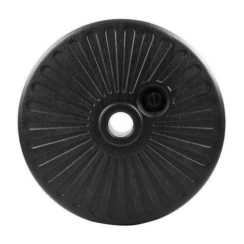 Top view of Heavy Duty Water Filled Round Umbrella Base With Steel Holder Built Tough 50 Lb Capacity Fillable Outdoor Patio Lawn Garden Stand