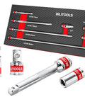 7 Piece Socket Extension Set Quarter Inch Drive With Adapters And U Joint includes extensions and adapters in packaging