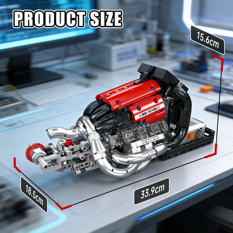 Motorized Engine Building Kit For Adults Hands On Realistic Piston Engine With Belt Drive Cooling Fan And Electric Power System Great STEM Display Model For Teens 14 Plus, 33.9cm x 18.5cm x 15.6cm