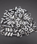 Straight Up Heavy Duty M5 Rivet Nuts 304 Stainless Steel 100 Piece Set With Knurled Blind Threaded Inserts And Precision Flat Heads - Close-up of assorted rivet nuts.