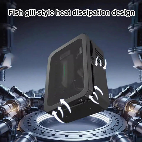 Tough As Nails Wall Mount Ev Charger Enclosure With Mechanical Lock and Translucent Tempered Glass Panel in large size, showcasing fish gill-style heat dissipation.