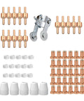 66 Piece Plasma Cutter Consumables Kit For PT 31 JG 40 LG 40 Torches With 15 Electrodes, 30 Nozzles, 5 Shield Cups, 15 Swirl Baffles