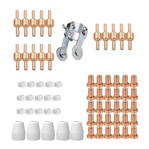 66 Piece Plasma Cutter Consumables Kit For PT 31 JG 40 LG 40 Torches With 15 Electrodes, 30 Nozzles, 5 Shield Cups, 15 Swirl Baffles