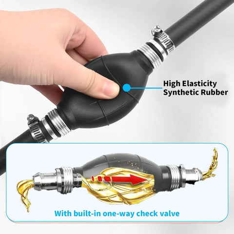 Hand squeezing Boat Fuel Line With Bulb Primer Pump For Outboard Motors, High Flow Hand Siphon with one-way valve, synthetic rubber material