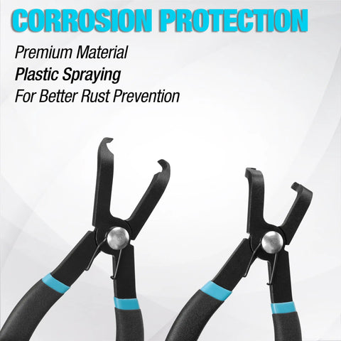 2 Piece Push Pin Pliers Set With Spring Loaded Jaws And 30 Degree And 80 Degree Offset Angles For Easy Trim Fastener Removal