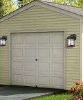 2 Pack Black Outdoor Wall Lanterns For Front Porch And Exterior Spaces, Weatherproof Aluminum Sconce Lights, mounted on garage