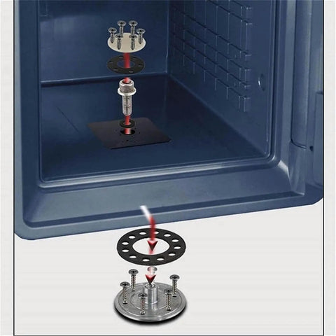 Interior view of Epic Waterproof and Fireproof In-Wall Safe with Killer Mechanical Code Lock installation components