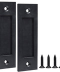 Finger Flush Pulls for Sliding Pocket Barn Door Handle Set, Recessed Rectangular Plate, Matte Black Finish, Set of 2 with screws