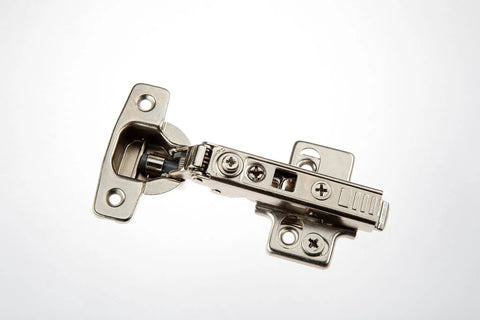 Soft Close Cabinet Hinge Set for Frameless Full Overlay Kitchen Cabinets, adjustable closing speed, brushed nickel finish