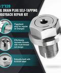 Heavy Duty 1/2 Inch 20 Thread Oil Drain Plug Piggyback Kit For Harley Curb Rust With Neodymium Magnet Catching Fine Metal Shavings Inside Engine, SUS304 steel
