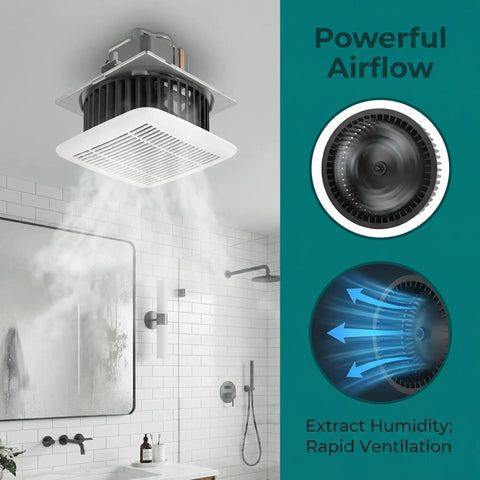 BKR60 Replacement Motor installed in bathroom fan demonstrating powerful airflow and ventilation capability