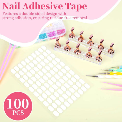 25 Piece Nail Art Tools Set With Brushes Stand Dotting Tools Striping Pens Jelly Glue Tweezers Sequins Gel Polish Glitter And More