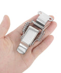 Person holding 304 Stainless Steel Spring Loaded Right Angle Hasps Toggle Latch Kit for Tool Box Hood Locking Beefy Heavy Duty Snap Clasp