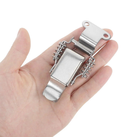 Person holding 304 Stainless Steel Spring Loaded Right Angle Hasps Toggle Latch Kit for Tool Box Hood Locking Beefy Heavy Duty Snap Clasp