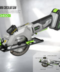 20V Cordless Mini Circular Saw With Laser Guide And Dual Blades Compact Wood Cutter featuring a high torque copper motor and battery.
