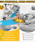 Comparison of manual vs. 4 In 1 Sewing Machine Needle Threader With Magnetic Tool, highlighting benefits and struggles.