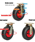 Heavy Duty Swivel Caster Wheels With Reinforced Steel Base And Grip Tight Vacuum Rubber Tires Double Ball Bearings Roll Smooth Under Heavy Loads Without Skipping A Beat, showcasing brake, swivel, and fixed caster options.