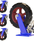 Heavy Duty Rubber Caster Wheels With Brake 4 Pack Swivel Trolley Casters Built Tough As Nails With Thick Steel Brackets for a solid view.