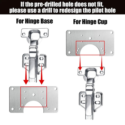 20-Piece Cabinet Hinge Repair Kit With Upgraded Half Square Plates And Screws instructions for hinge base and cup installation