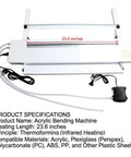 Heavy Duty 110V Acrylic Bending Machine With Reliable Water Cooling System And Beefed Up Aluminum Frame Keeps Plastic Strips Dead Center Without Warping Knockout Deal For Crews, 23.6-inch heating length.