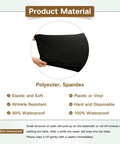 Hands stretching black polyester spandex material of Fitted Card Table Cover For 34 By 34 Inch Square Tables Elastic Waterproof Tablecloth