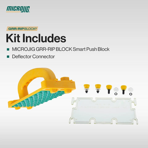 Kit includes GRR-RIP Block Push Block And Deflector Connector Bundle Must Have For Table Saws And Woodworking Tools Improve Grip And Control