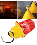 Beefy Weatherproof Obstruction Light For Marine Use Multipurpose Warning Beacon With AC110V Constant On Power Tough UV Resistant PC Housing Ideal For Bridges Towers Docks Waterways And Aquaculture Corridors next to buoy