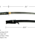 Unsharpened Stainless Steel Wakizashi Iaito for Iaido Practice with 21 Inch Blade, Full Tang, and Bo Hi Fuller