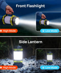 Two Pack LED Camping Lantern And Flashlight Rechargeable with high and low modes for camping and emergencies.