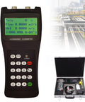 Kickass Boss Level Handheld Ultrasonic Liquid Flow Meter For Seawater And Industrial Sewage With Digital Display showing flow rates.