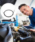 Heavy Duty Throttle Cable Replacement With Sleek Black Casing And Knockout Shaped Tips For Slick Accelerator Response and Rock Solid Control on Any Rig Using Part 786201 shown in an auto repair setting.