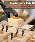Heavy Duty 3.5 Inch Spring Clamps Pack Of 18 for woodworking shown clamping wooden pieces in a workshop.