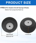 RC Airplane Wheels Foam Sponge Tires Replacement Kit for DIY Planes and Helicopters, 0.79 Inch Outer Diameter, product side view.