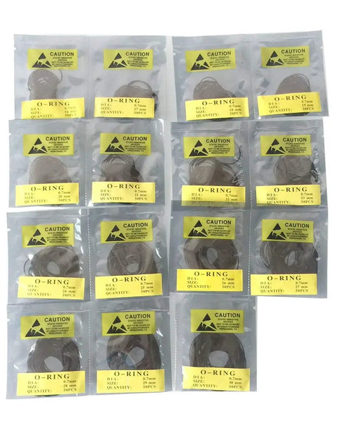 Watch O Ring Back Gasket Seal Kit 750Pcs Set 0.7mm Thick Rubber Washers displayed in packaging.