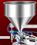 Kickin Performance Pneumatic Bottle Filler Machine With 40L Hopper, stainless steel cone hopper with three-way rotary valve.
